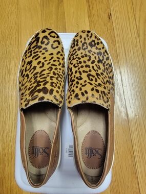 Sofft Leopard-Print Slip-On Loafers in Tan and Black